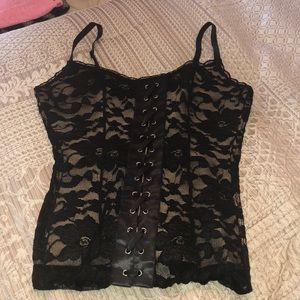 NWT Black Lace Bustier Top w Nude Lining!